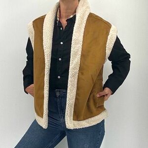 Old Navy NEW Gorpcore Cabincore Western Faux Suede Sherpa Cozy Plush Vest NWT